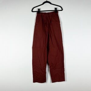 Rita Row Bang Cotton Poplin Pull On Stretch Waist Straight Leg Pants Burgundy XS